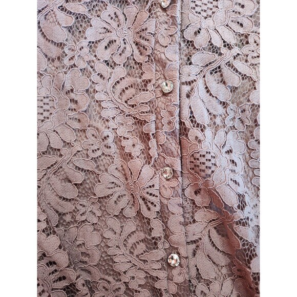 Women's Cable & Gauge Long Sleeve Lace Blouse Mauve Pink - Picture 4 of 9